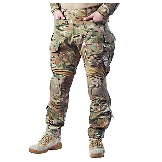 IDOGEAR G3 Combat Pants Multicam Men Pants with Knee Pads Airsoft Hunting Military Paintball Tactical Camo Trousers (Multicam, 34W x 32L)