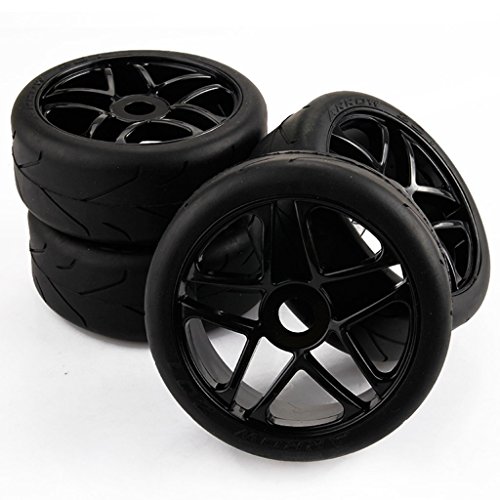 iguo 4pcs 1/8 RC Baja Buggy On Road Tires Tyre and Wheels Rims compatiable for Redcat HPI Racing Car