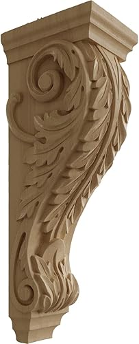 Vista 70 de Ekena Millwork CORW03X04X07ACAL - Ménsula pequeña de madera de acanto, 3 1/2 pulgadas de ancho x 4 pulgadas de profundidad x 7 pulgadas de alto