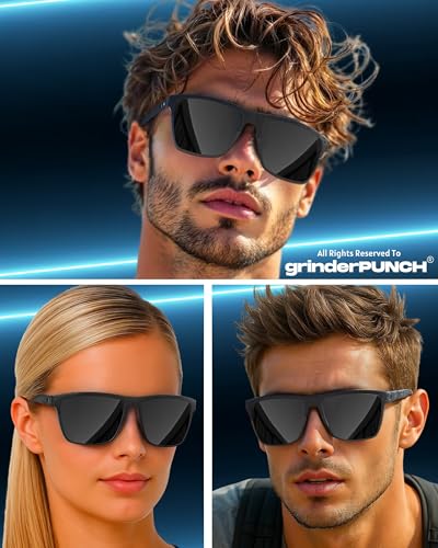 grinderPUNCH 2 Pack Polarized Driving Sunglasses for Men Lightweight UV400 Protection Anti Glare Square Sun Glasses3
