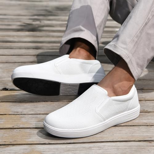 konhill Men's Slip on Shoes, Casual Breathable Boat Sneakers with Arch Support Lightweight Mesh Beach Loafers for Driving Walking Skate4