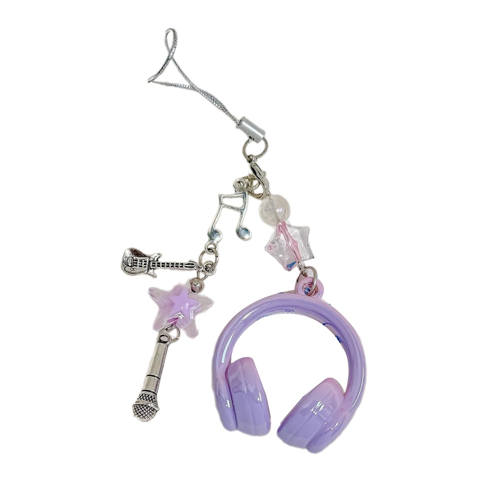 Ldabrye Unisex Purple Creative Star Charm Phone Chain Strap Headphone Keychain Decorative Bag Hanging Decoration For Daily Use And Gifts Trendy Keychain For Gifts