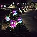 Outdoor Solar Garden Stake Lights - 3 Pack Solar Powered Lights with 12 Lily Flower, Multi-Color Changing Flower Lights for Pathway, Lawn