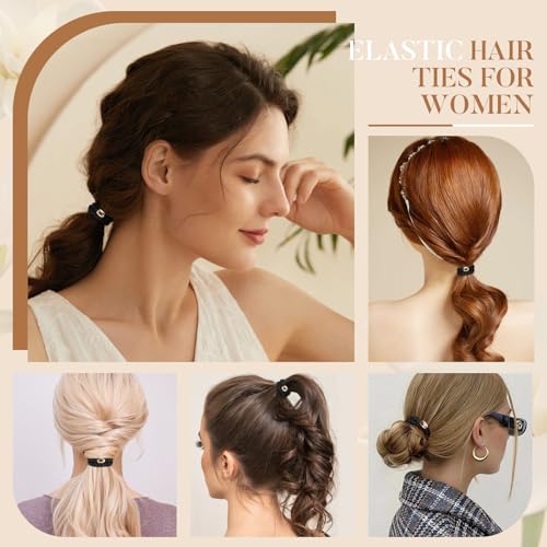 Image of FORENEE Hair Ties No Damage - 60PCS Ponytail Holders - Elastic Hair Ties for Thick Hair - Braided Hair Bands for Women Girls's Hair - Black