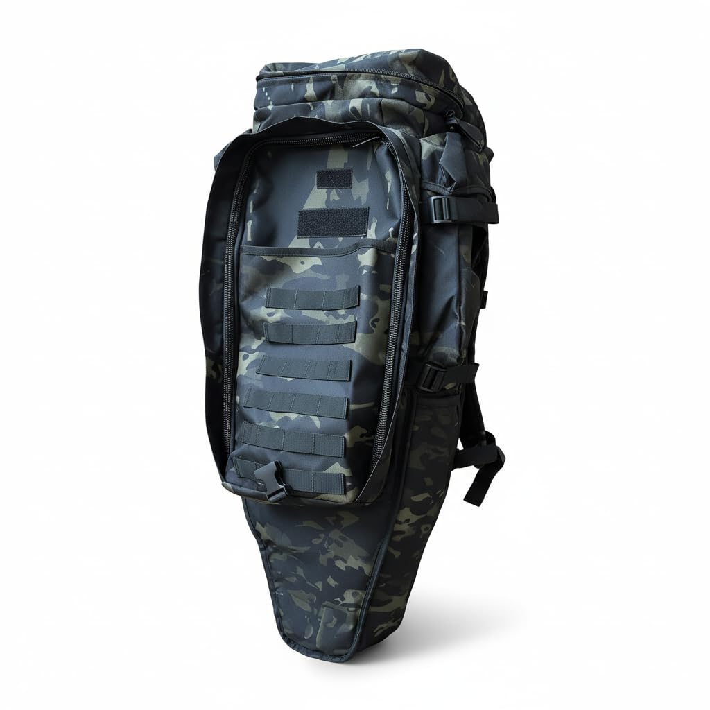 Alephnull Mochila táctica para Rifle Bolsa telescópica Doble para Armas 86-112 cm Funda Impermeable para Rifle Compatible con MOLLE para Caza, Tiro, Pesca, Senderismo, Trekking y Acampada