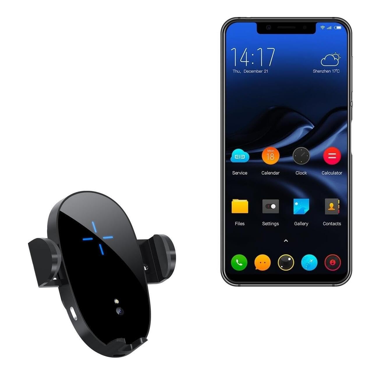 BoxWave Car Charger Compatible with Elephone S9 - Wireless Charging Auto Mount (15W), Qi Wireless Car Charger Stand Mount Air Vent - Black