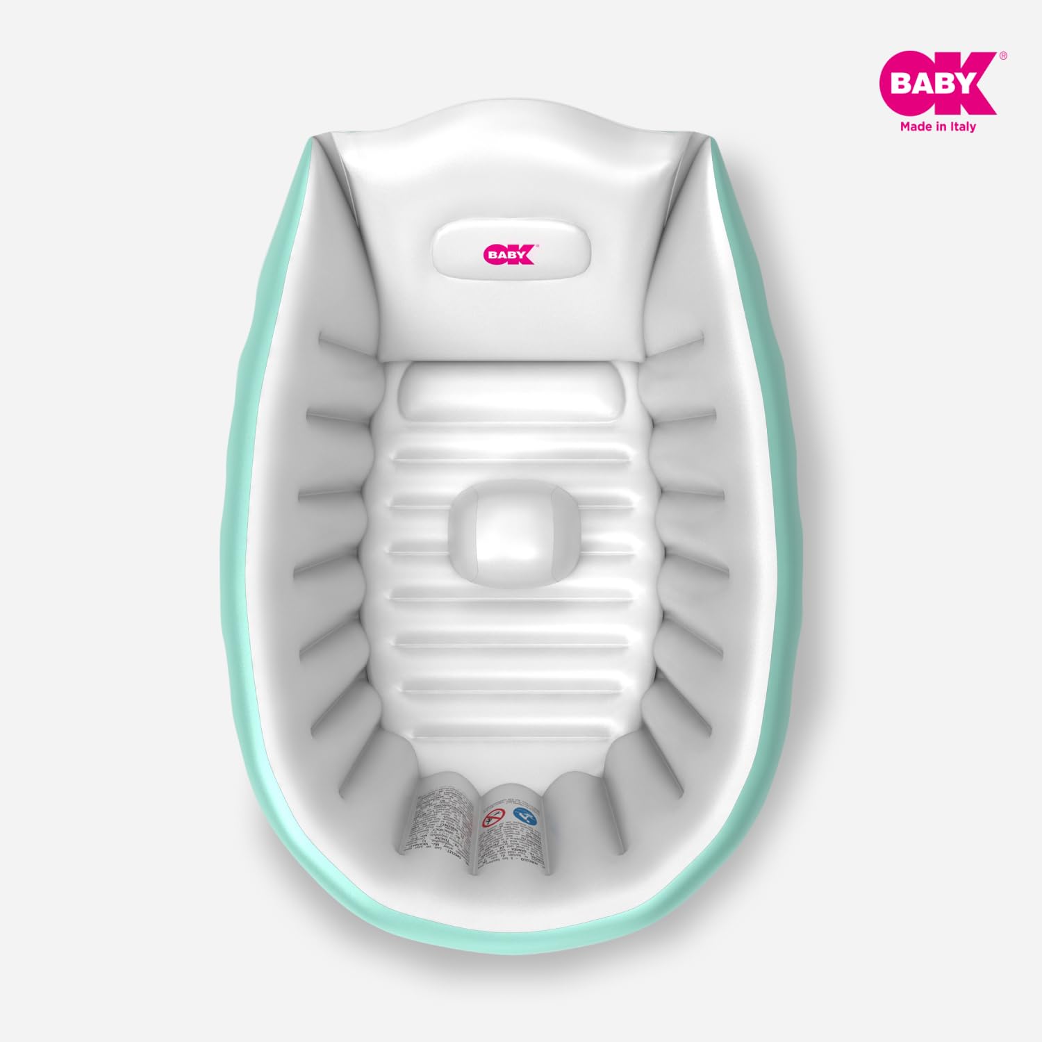 OKBABY Vaschetta Gonfiabile Onda Baby Soft per Bagnetto Neonato - da 0 a 12 Mesi - Azzurro