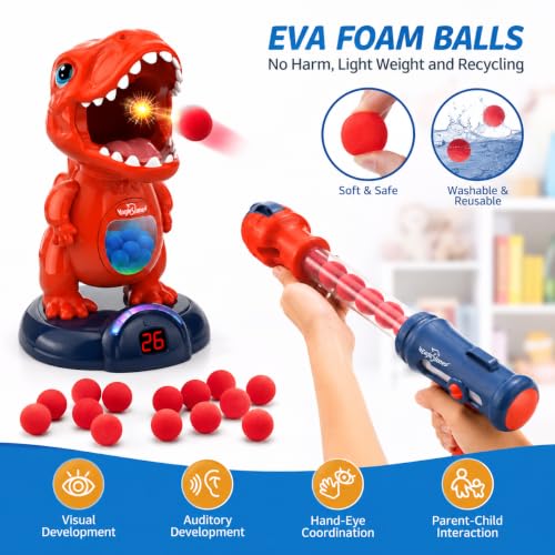 Image of EagleStone Movable Dinosaur Shooting Toy for Kids Games with 2 Air Pump Gun