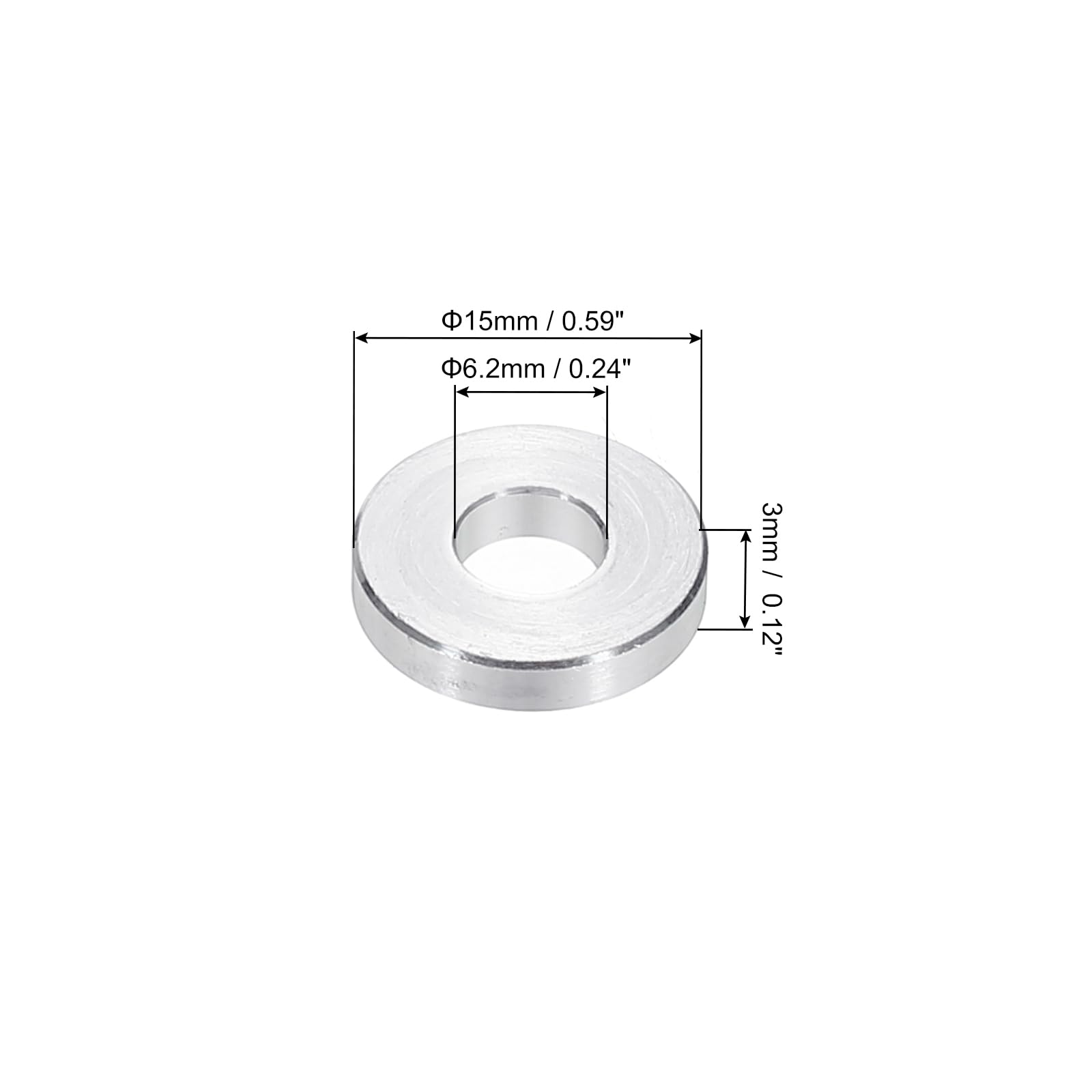 PATIKIL M6 Aluminum Spacers, 12pcs 1/4" x 5/8" Round Metal Spacers for 1/4 or M6 Screw Bolts - Image 2