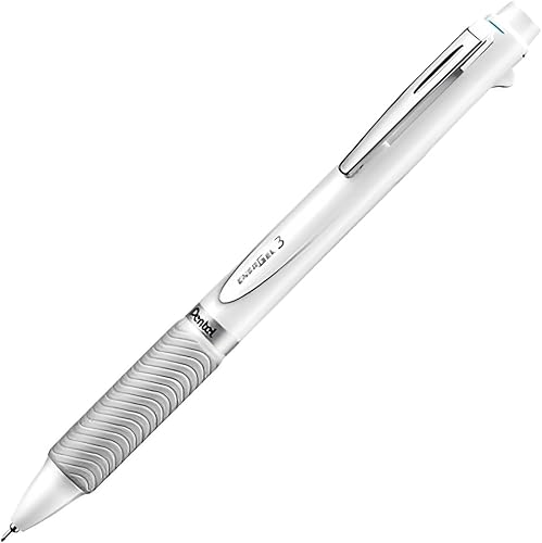 Pentel EnerGel 3 - Bolígrafo de gel multifunción, 3 tintas, (0.020 in), línea fina, barril blanco - BLC35W