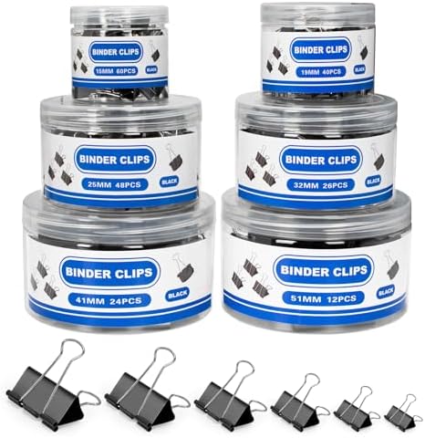 BainGesk 210 PCS Binder Clips Paper Clamps Assorted Sizes, Metal ...