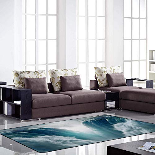 Tapis de surface cascades Ruchen 183x122 grand format bleu salon