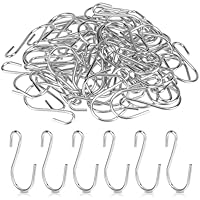 Mozeat Lens 60 PCS 1 Inch Mini S Hooks for Hanging S Shaped Hanging Hooks Stainless Steel S Hooks Metal Mini Ornament Hooks for Crafts Jewelry Hanging Pot Plants, Silver