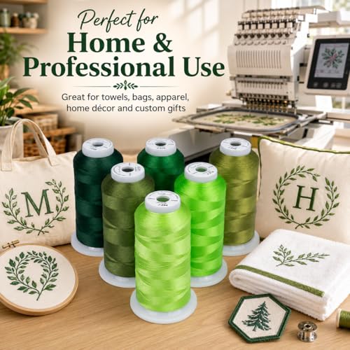 Set de 6 hilos de bordar Simthread 3000 yd poliéster 40WT verde miniatura 6