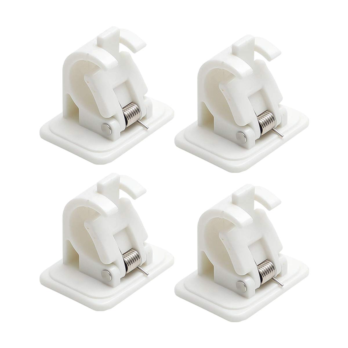 NATTHSWE Adhesive, Household Non-drilled Round Rod Fixing Clip, Wall/Curtain Rod/Bathroom Towel Bracket (White, 4 Pieces)