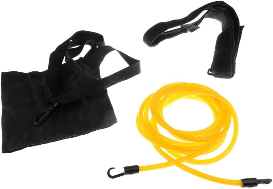 Swim Resistance Belt with Drag Parachute - Swim Training Device for Quick Full Body Improvement - Adjustable Neoprene Belt - Suitable for Adults & Children - Black + Yellow, as described