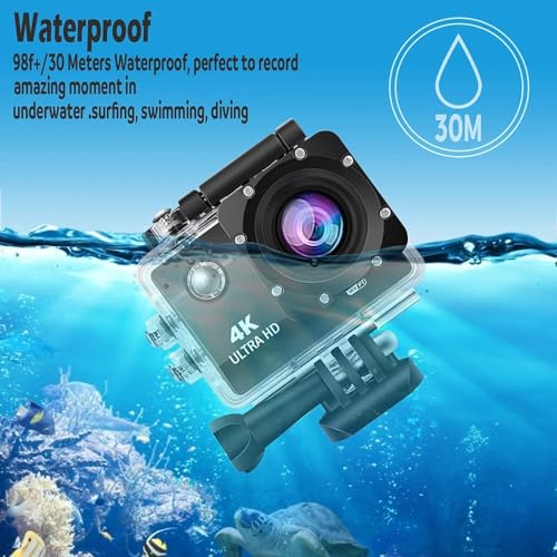 Image of DIVINE 4K 30Fps Action Camera Ultra HD Underwater Camera 170 Degree Wide Angle 98Ft Waterproof Camera - Digital, Multicolor (DDC-48)
