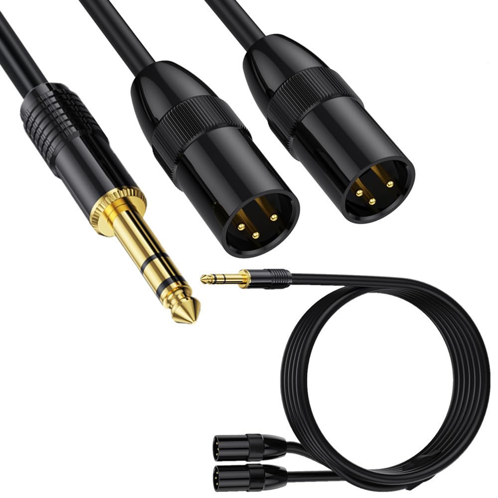 XLR to 3.5mm Splitter Cables, TRS Stereo Male to Dual XLR Male Interconnect Audio Microphone Cable, Y Splitter Adapter Cable (Male to Dual Male)