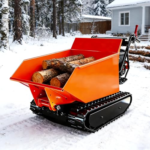 Carretilla de cadena con capacidad de carga de 1100 LBS, motor de gasolina 306cc 10HP, caja de cambios 3F+1R, volteo hidráulico, cubeta soldada y orugas anchas de 180mm miniatura 2