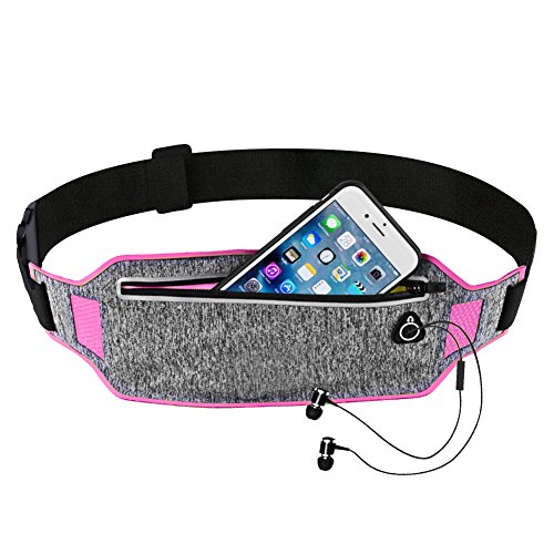Yunhigh Sport Taille Packs Tasche, wasserdicht Laufgurt Hüfttasche leichte verstellbare Taillenbeutel für Radfahren Jogging Wandern Workout Fitness-Studio für iPhone Galaxy Android - rosig