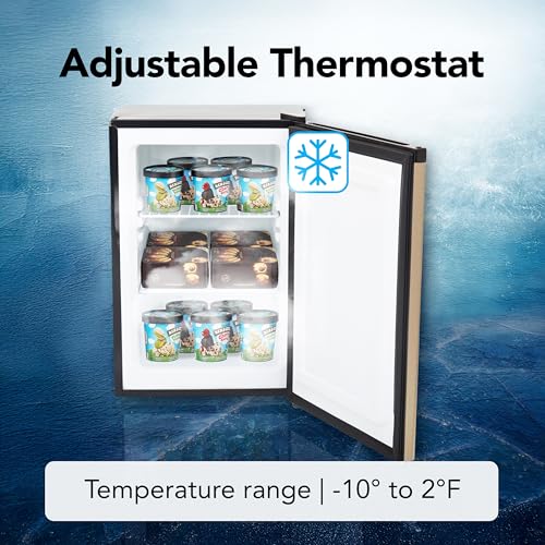 Image of Whynter Upright Freezer with Lock, 2.1 Cu. Ft. Small Freezer Mini Freezer for Bedrooms, Dorms, Garages, Offices, CUF-210SSG, Rose Gold