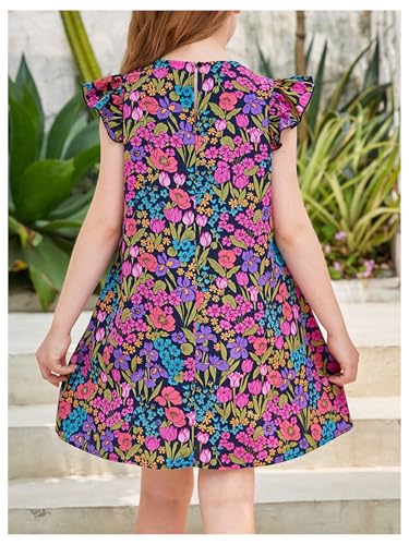 Girl's Floral Dress Boho Crew Neck Dtess Ruffle Cap Sleeve Vacation Short Dresses2