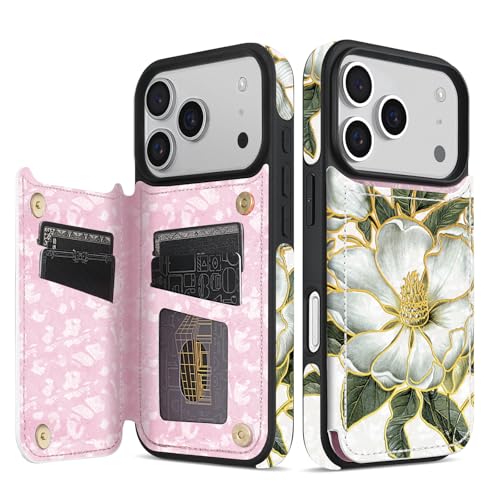 Étui iPhone 17 Pro Max portefeuille cuir synthétique protection RFID à rabat