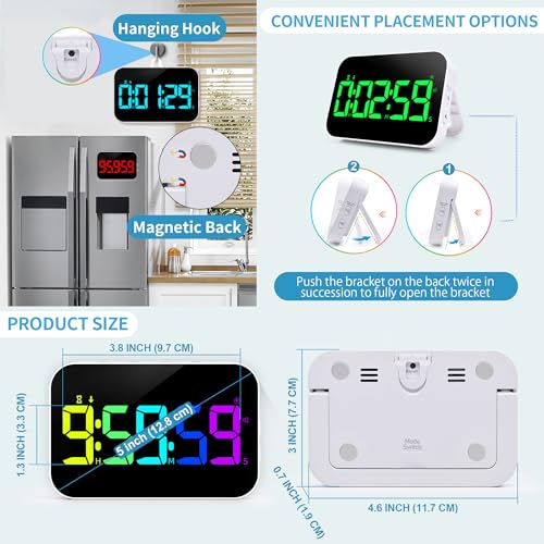 Minuteur numérique RVB rechargeable pour cuisine et bureau avec volume réglable - 6