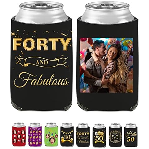 Custom Birthday Can Coolers Sleeves Personalized Bulk Beer Bottle Beverage Holder with Photo Name Year Cover