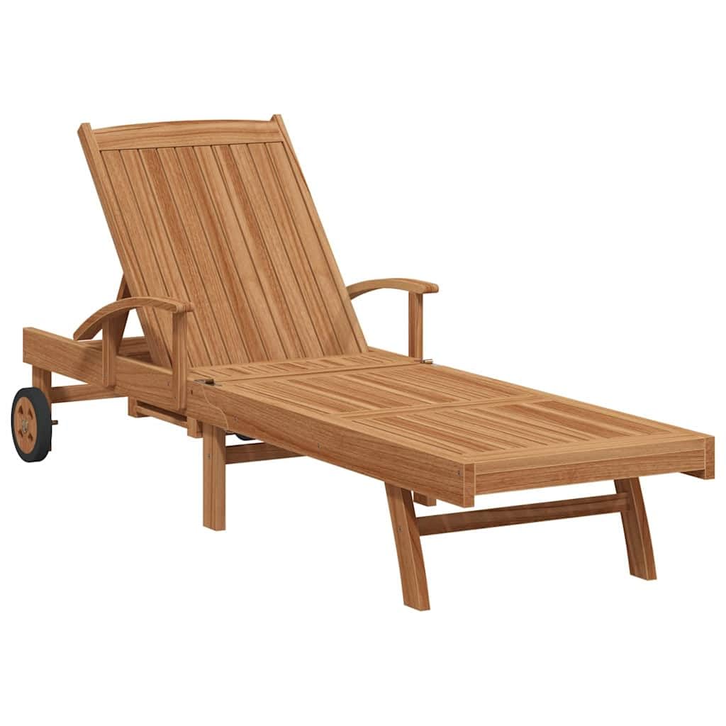 vidaXL Transat 2 pcs Bois de Teck Massif Marron, Transat Pliable rectangulaire, Moderne, Jardin et terrasse, Chaise Relax en Teck, mobilier extérieur