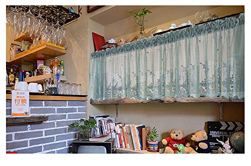Wubodti Teal Lace Swag Valances For Kitchen Windows 52X16 Inch 2 Pcs, Blue Green Semi Sheer Window Valance Embroideried Floral Vintage Sheer Valance Curtain For Dinning Room Bedroom Bathroom Cafe #TOP5