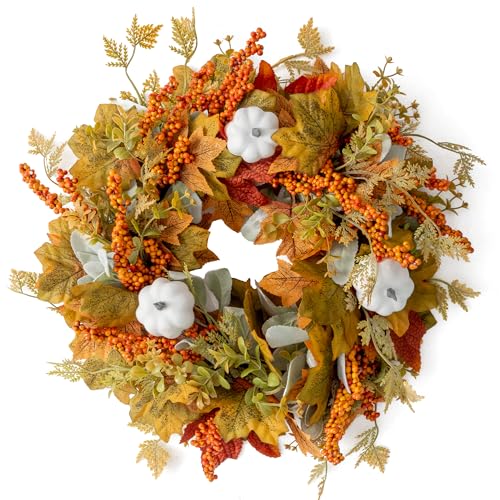 MISSPIN 20 Inch Fall Wreaths for Front Door, Harvest Thanksgiving