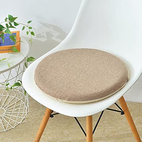 RAILONCH 2er Set Sitzkissen Memory Foam Rund Stuhlkissen, Sitzpolster Rund aus Baumwolle und Leinen Cover