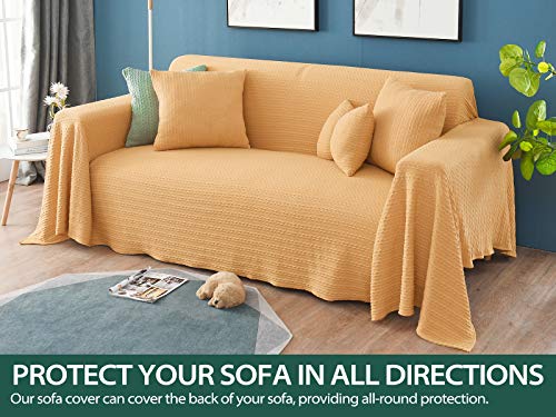 PETCUTE Sofa Throw Sofa Blankets Throws Large Medium Small Versatile Sofa Bedspread Travel Office Throw Orange 170X200CM - Image 2