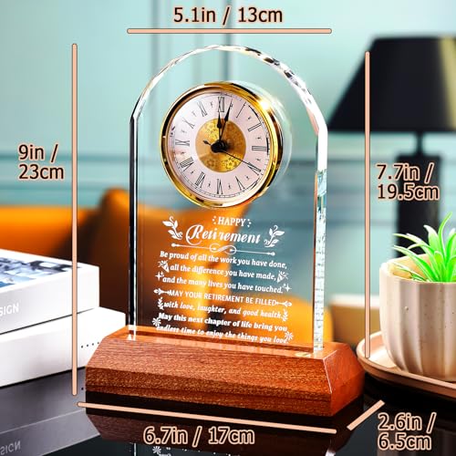 Image of Ornalrist Happy Retirement Clock Gifts for Women Men Glass Retirement Clock with Wooden Light Base Farewell Going Away Keepsake for Retired Woman Coworker Teacher Boss Leader Nurse
