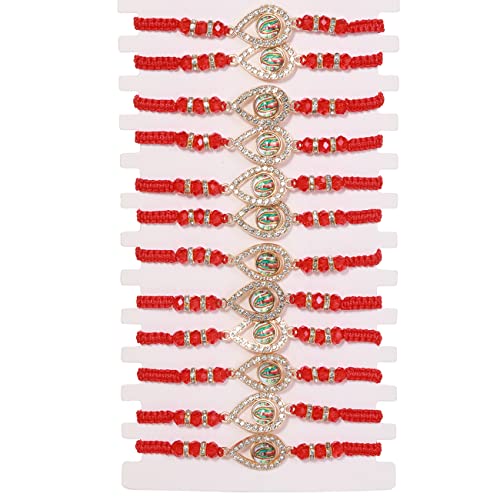 BONITTER 12 PCS Virgin Mary/Saint Benedict/Saint Jude bracelet Rosary Handmade Red Knot String Bracelets Luck bracelet Men Or Women As Gifts and Used in Prayer bracelet (Tear Virgin Mary)