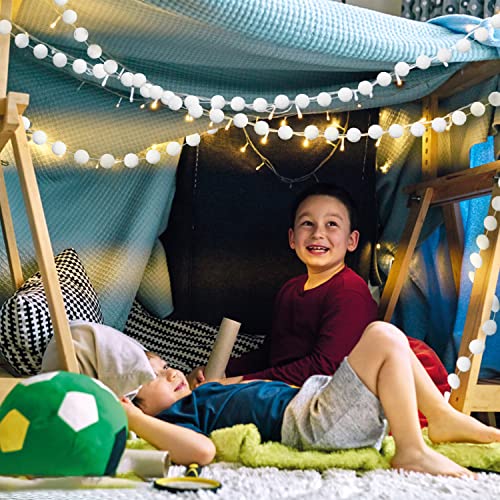 Jishi 3-Pack Pom Pom Garland White Felt Ball Ornament Garland Christmas Decorations - Cute Pompom Strings For Christmas Tree Decor, Xmas Holiday Party, Birthday Banner - 6.6 Feet Long, 24 Balls 25Mm #TOP5