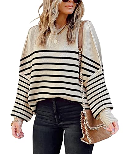 Womens Sweaters Causal Crewneck Batwing Sleeve Knit Top Side Split Oversized Pullover Sweater Loose Jumper
