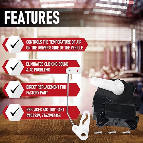 Image of HVAC Air Blend Door Actuator Heater Replacement by AA Ignition - Driver Side - Compatible with Ford & Lincoln Vehicles - 2007-2014 Edge, 2007-2015 MKX - Replaces Parts 604-239, 7T4Z19E616B - Left Main