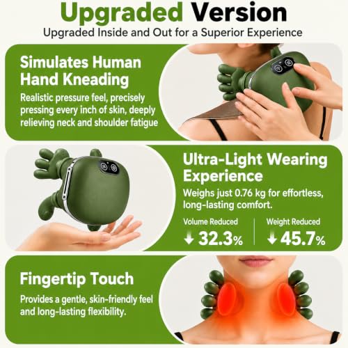 Image of ONESTA Electric Neck Massager with Heat Deep Tissue 4D Kneading Massage Pillow for Neck & Shoulder Pain Relief Portable Rechargeable Cervical Massager Machine for Home Office & Travel