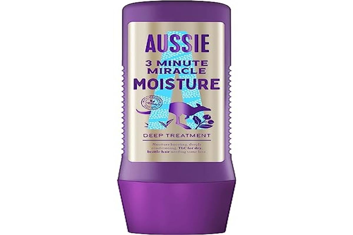 Aussie 3 Minute Miracle Moisture Cura Intensiva Vegano Per Capelli Secchi E Dannati Con Olio Di Noci Di Macadamia Australiana, 225 ml