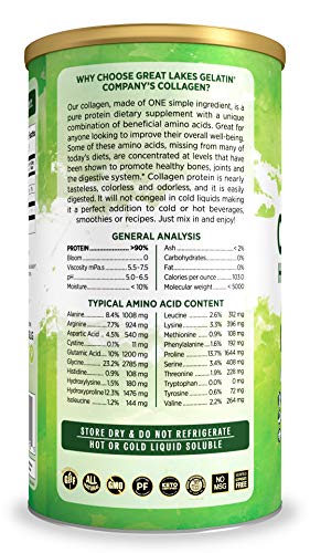 Great Lakes Gelatin, Certified Paleo Friendly, Keto Certified, Collagen Hydrolysate, Peptides, Pasture-Raised Grass-Fed, 16 oz - Thumbnail 2