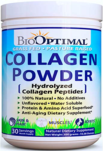 BioOptimal Collagen Powder - Collagen Peptides, Grass Fed, for Skin, Hair, Nails