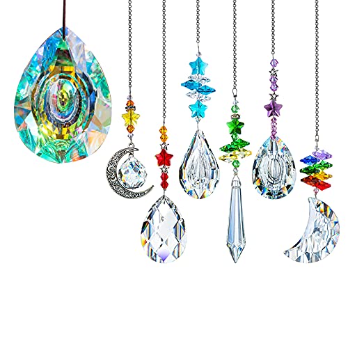 H&D HYALINE & DORA Suncatcher Crystal Window Hang Decor Ornament, Rainbow Crystal Chandelier Prism Hanging Pendant