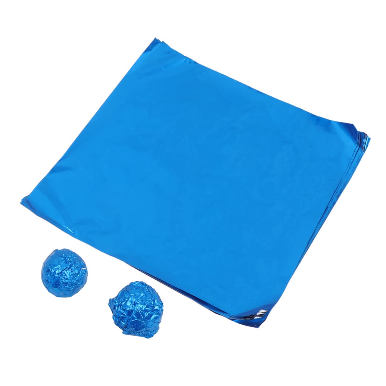 LALADEFIEE 100pcs Food Packaging Aluminum Foil Sheets Tin Foil Wrap for Chocolate Tea Bbq Safe Easy to Use Blue 20x20cm