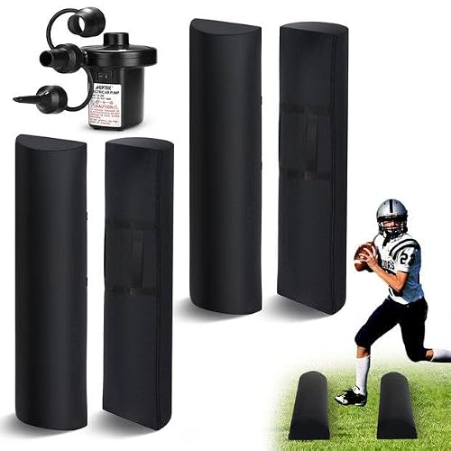 4 Pcs Football Step Over Dummy PU Football Tackling Dummy with Heavy Duty Handles Black Athletic Agility Tackling Dummies Waterproof Training Equipment for Footwork Drills Sports Training Practice