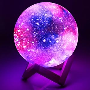 Lampe Lune 3D, Veilleuse LED Lampe Lune Tactile 16 Couleurs, 15cm Diamètre, USB Rechargeable Veilleuse Lune pour Chambre Salon décoration Cadeau Anniversaire Noël [Classe énergétique A++]