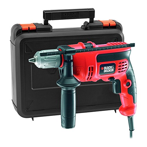 BLACK+DECKER KR654CRESK-QS Perceuse à percussion filaire - Livrée en coffret avec poignée latérale et butée de profondeur 650W, orange