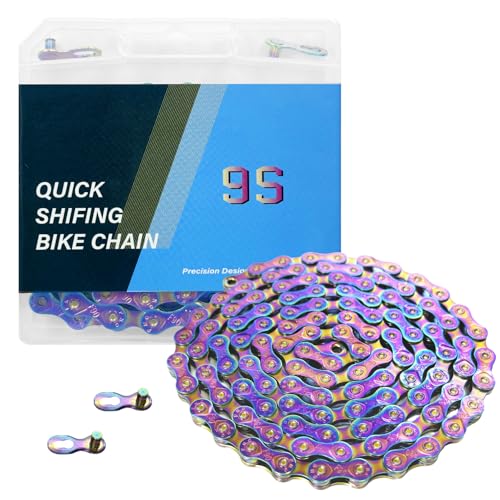 Colourful Bike Chain 9 Speed Bike Chain 1/2 x 11/128 Inch 116 Links Alloy Steel Triple Strand Suitable for Mountain Bike Road Bike