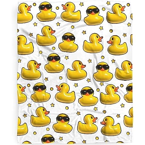 Ducks Blanket Gift for Boys Girls, Duck Gift for Duck Lovers Cute Ducks Throw Blanket Gifts for Kids Kawaii Animal Decor Plush Soft Lightweight Flannel Fleece Yellow Blankets for Sofa Bed 50x40In Cover